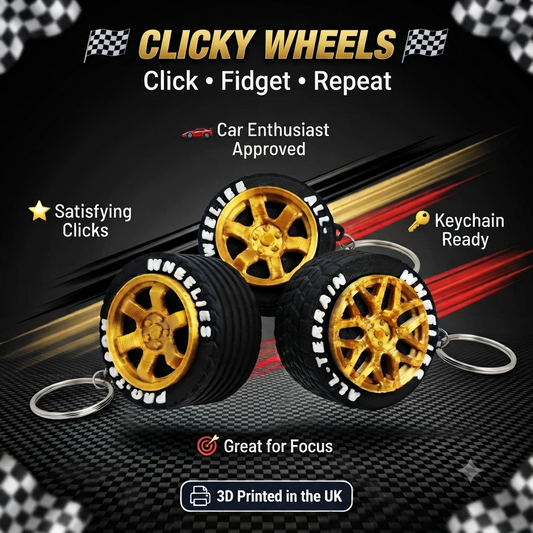 🏎️ Clicky Wheels Keychain Fidget